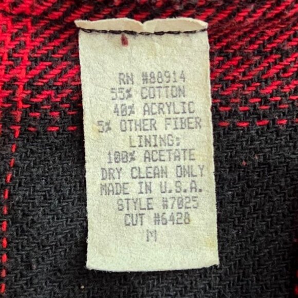 Vintage David Paul NY Womens Red & Black Buffalo Plaid Blazer Jacket Size M - Picture 7 of 7